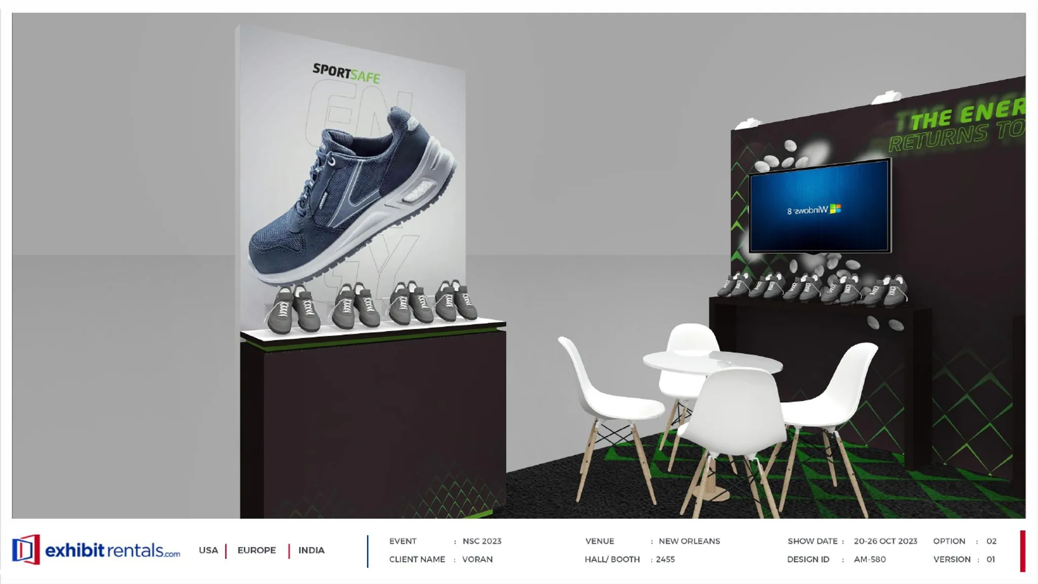 20x20 Peninsula booth design by Exhibit-Rentals